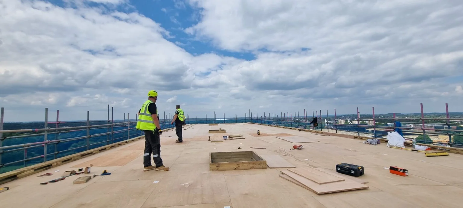 Decking installation above the extension floor structure