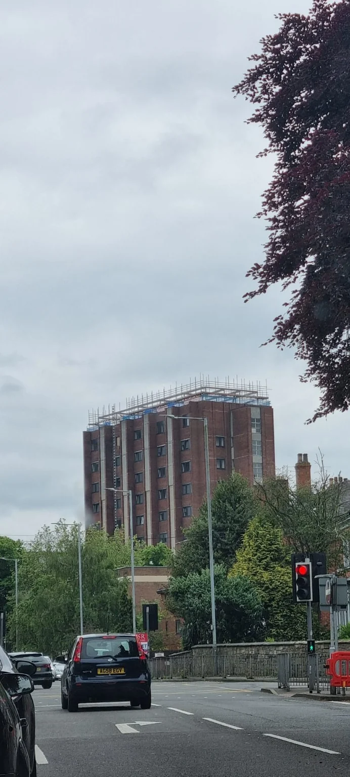 Original office building during redevelopment